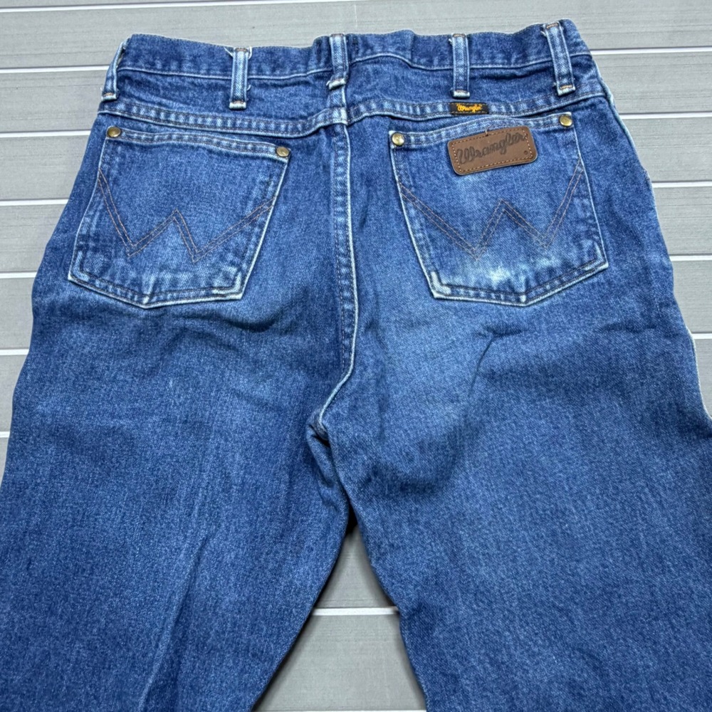 Wrangler 36MWZ Slim Fit Cowboy Cut Jeans Blue Denim 32x34 Mens Distressed